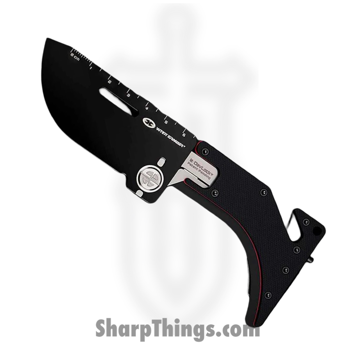 WA-2418-BK_1.jpg WithArmour - WA-2418-BK - UltraThin DAV™ Lock Card - Folding Knife - 14C25N Coated Drop Point - G10 - Black Red - Image 1