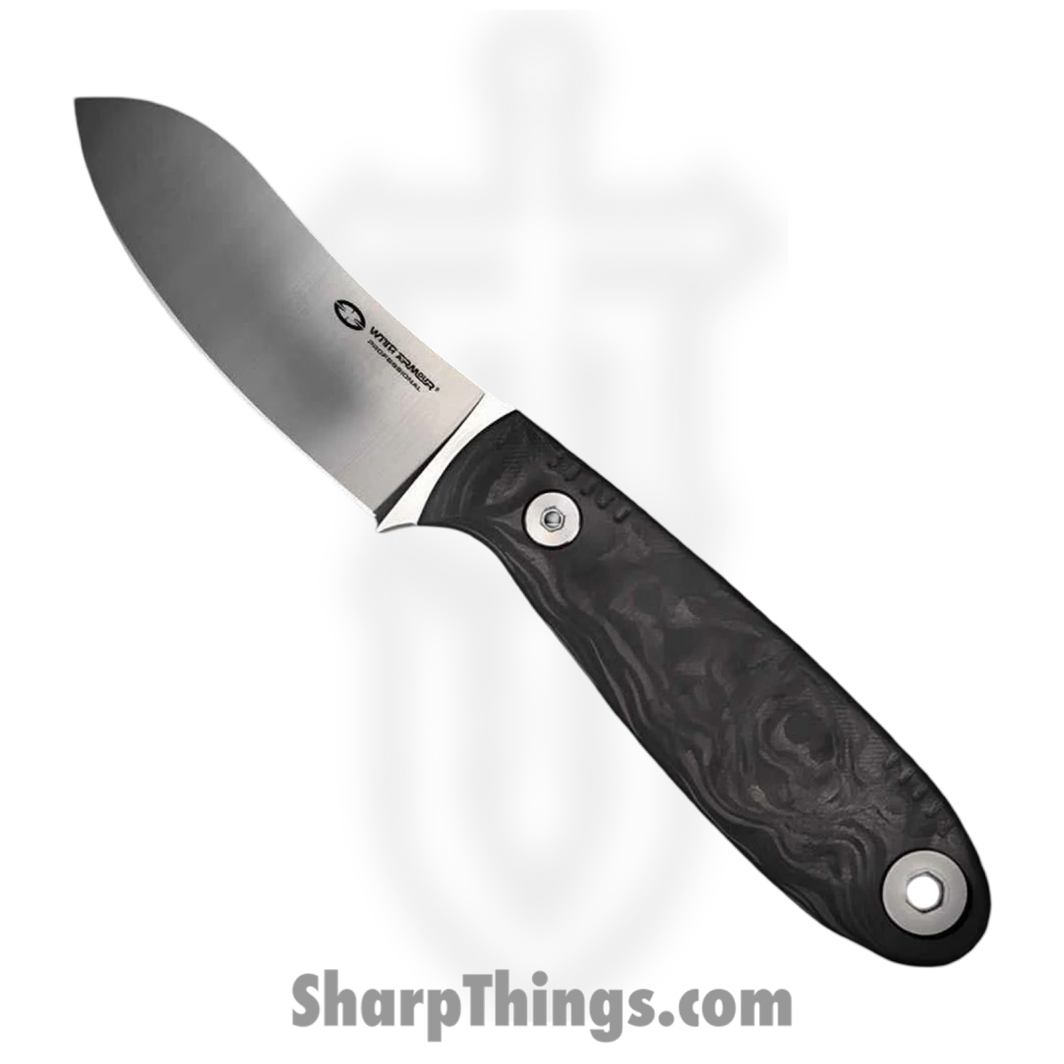 WA079-70CFBK_1.jpg WithArmour - WA079-70CFBK - NessMuk2 - Fixed Blade Knife - VG-10 Satin Nessmuk - Shredded CF - Black - Image 1