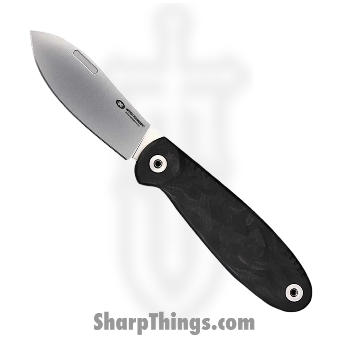 WA079F-40CFBK_1.jpg WithArmour - WA079F-40CFBK - FoldMuk2F - Folding Knife - VG-10 Satin Nessmuk - Shredded CF - Black - Image 1