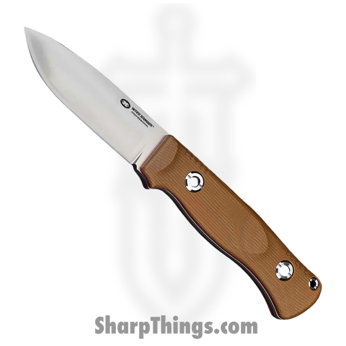 WA2303-95TN_1.jpg WithArmour - WA2303-95TN - Woodlands - Fixed Blade Knife - VG-10 Satin Spear Point - Micarta G10 - Tan Red - Image 1