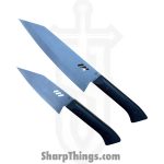 Millit Knives - MILIBS2602 - Cordova 8in and 5in Kitchen Set - Fixed Blade Knife - AEBL Stonewash Chef - G10 - Black|Red