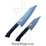 Millit Knives - MILIBS2602 - Cordova 8in and 5in Kitchen Set - Fixed Blade Knife - AEBL Stonewash Chef - G10 - Black|Red - Image 10