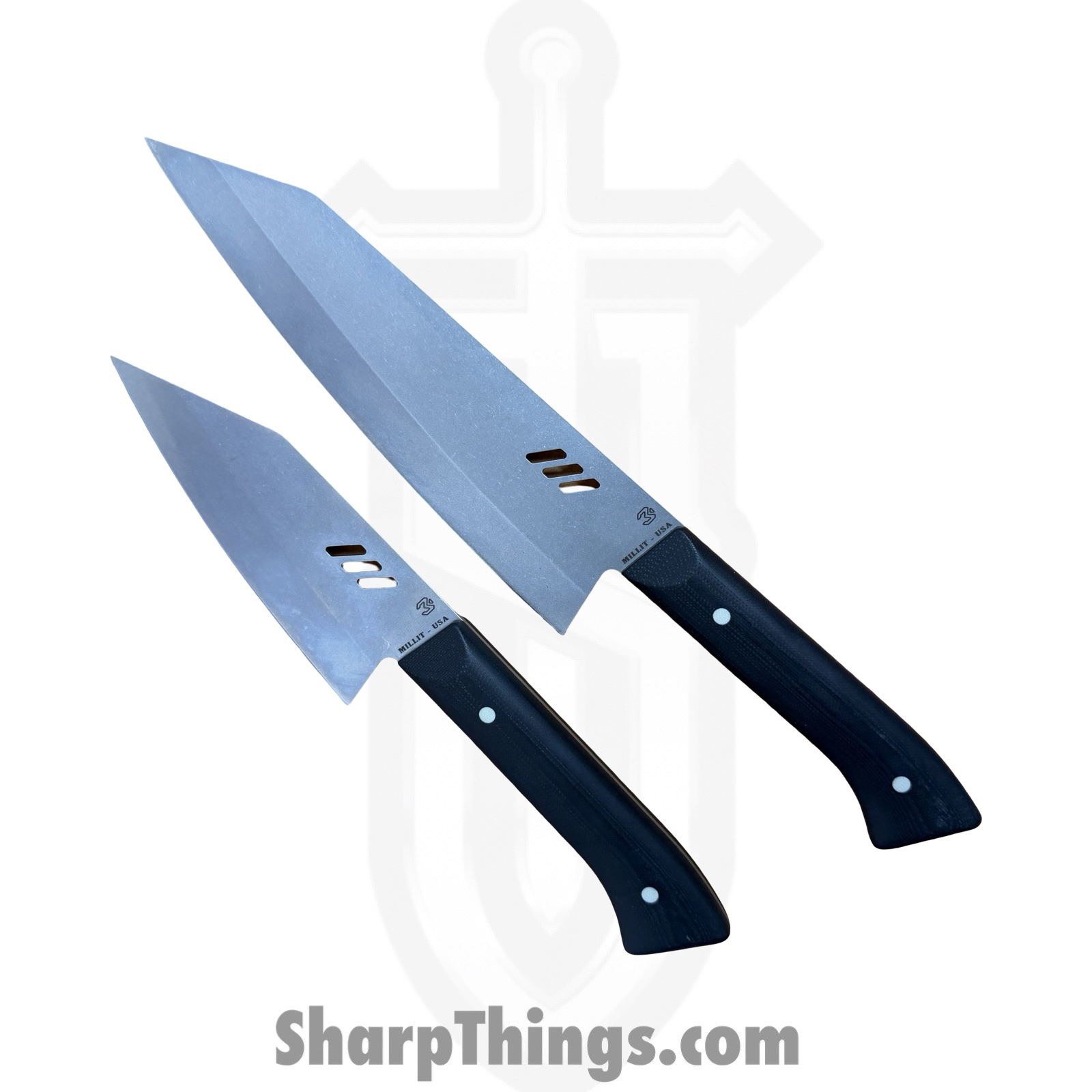 capture_2026-04-04-22-08-06-0000.jpg Millit Knives - MILIBS2601 - Cordova 8in and 5in Kitchen Set - Fixed Blade Knife - AEBL Stonewash Chef - G10 - Black|Ivory - Image 1