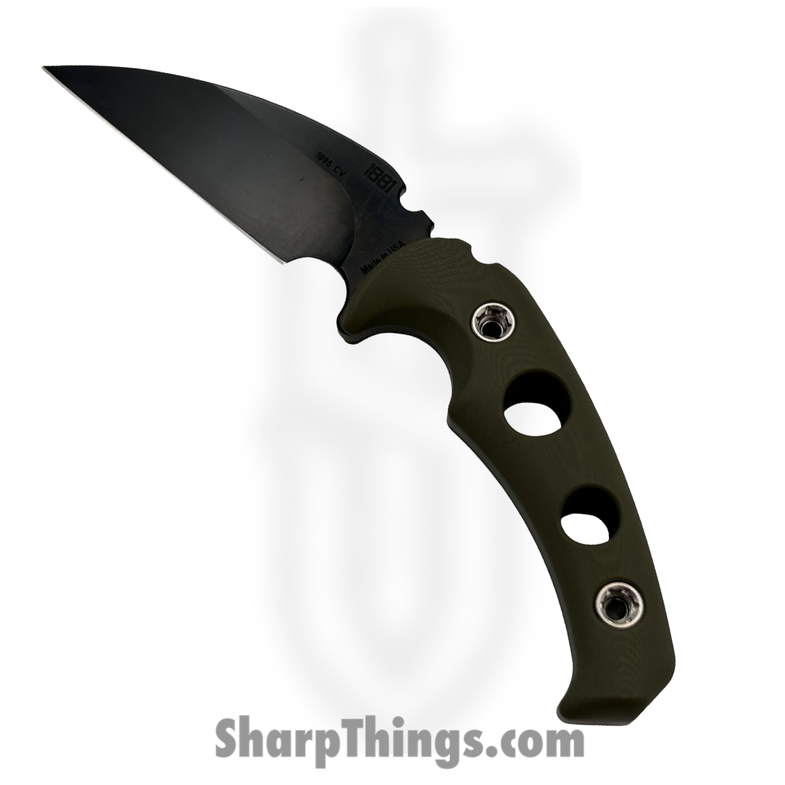 mms043.png 1881 Knife Works - MMS043 - FUK - Fixed Blade Knife - 1095 Cro-Van Coated Hawkbill - G10 - OD Green - Image 1