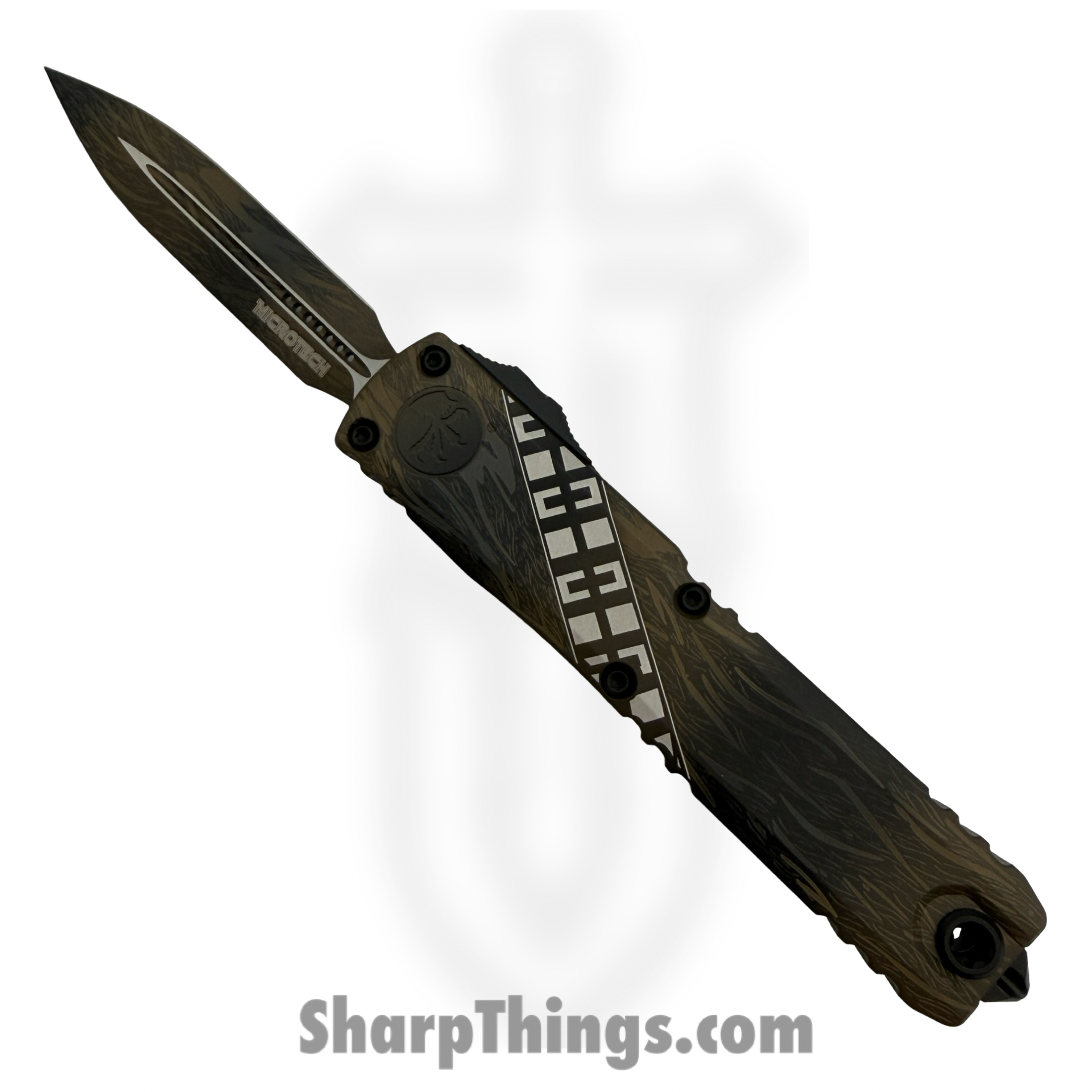 11224-1WK_1.png Microtech - 11224-1WK - Ultratech - OTF Auto - M390MK Coated Dagger - Aluminum - Wookie - Image 1