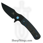 Beans Blades - BB-Jav-EB - Javelin - Folding Knife - M390 Coated Drop Point - FAT Carbon Fiber - Blue