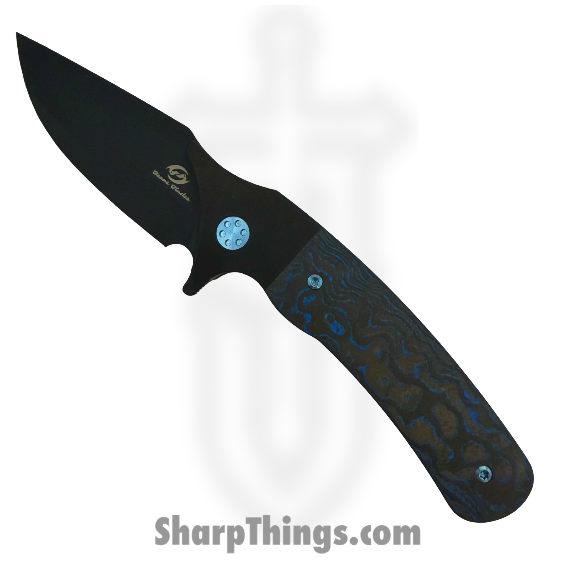 38JAVCB_1.png Beans Blades - BB-Jav-EB - Javelin - Folding Knife - M390 Coated Drop Point - FAT Carbon Fiber - Blue - Image 1