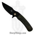 Beans Blades - BB-Jav-GC - Javelin - Folding Knife - M390 Coated Drop Point - FAT Carbon Fiber - Gold