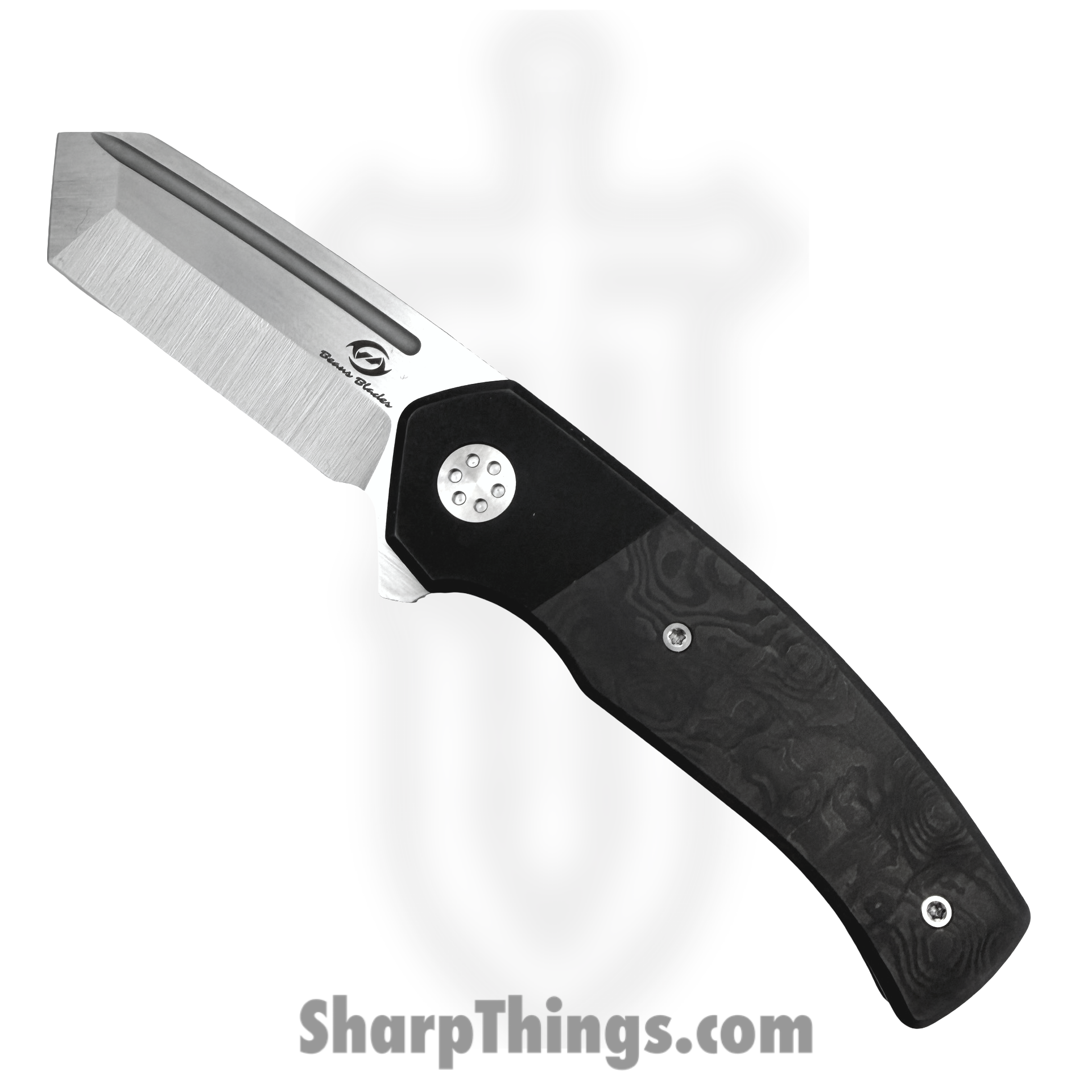 38WarmBD_1.png Beans Blades - BB-WarM-BD - Warrior Mini - Folding Knife - M390 Satin Tanto - Titanium - Black - Image 1
