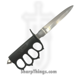 VOC - H-1918-BK - 12In WWII Trench Knife - Fixed Blade Knife - 440 SS Satin Dagger - Brass - Brass