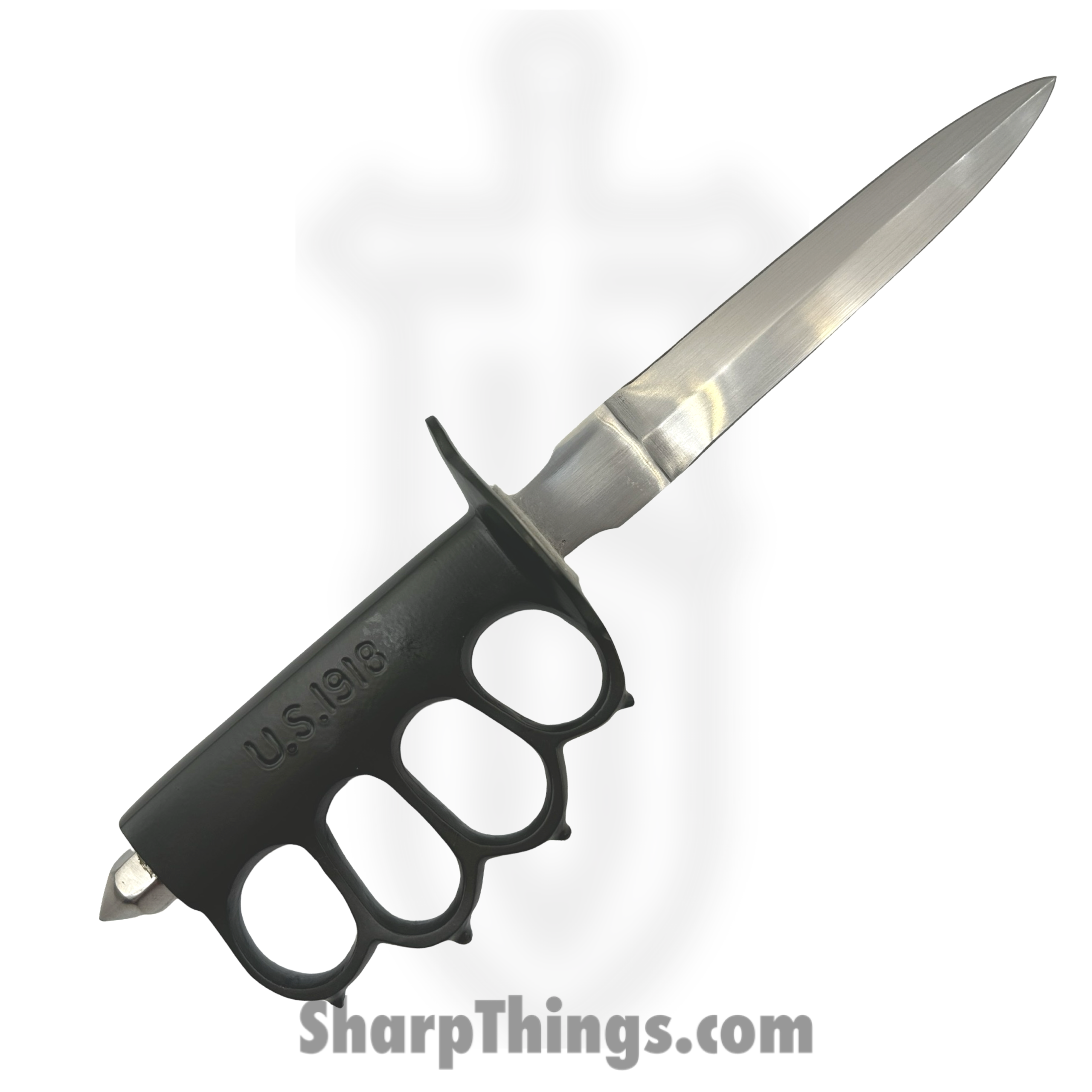 H-1918-BK_1.png VOC - H-1918-BK - 12In WWII Trench Knife - Fixed Blade Knife - 440 SS Satin Dagger - Brass - Brass - Image 1