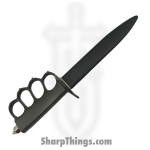 VOC - H-1918-BK - 12In WWII Trench Knife - Fixed Blade Knife - 440 SS Satin Dagger - Brass - Brass - Image 4