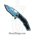 Heretic Knives - H010-CS-TQ - Medusa Manual Cel Shade - Folding Knife - CPM MagnaCut Coated Recurve - Aluminum - Turquoise