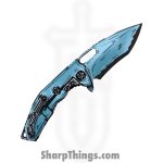Heretic Knives - H010-CS-TQ - Medusa Manual Cel Shade - Folding Knife - CPM MagnaCut Coated Recurve - Aluminum - Turquoise - Image 2