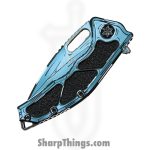 Heretic Knives - H010-CS-TQ - Medusa Manual Cel Shade - Folding Knife - CPM MagnaCut Coated Recurve - Aluminum - Turquoise - Image 5