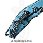 Heretic Knives - H010-CS-TQ - Medusa Manual Cel Shade - Folding Knife - CPM MagnaCut Coated Recurve - Aluminum - Turquoise - Image 9