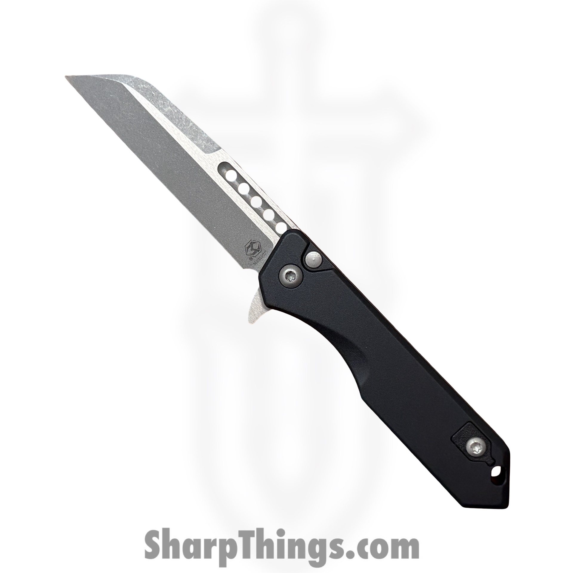 H213-5A_1.jpg Heretic Knives - H213-5A - Jinn Manual - Folding Knife - CPM MagnaCut Battleworn Wharncliffe - Aluminum - Black - Image 1
