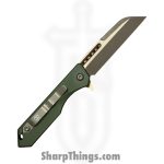 Heretic Knives - H213-7A-GRN - Jinn Manual - Folding Knife - CPM MagnaCut Bronzed Wharncliffe - Aluminum - OD Green - Image 2