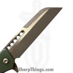 Heretic Knives - H213-7A-GRN - Jinn Manual - Folding Knife - CPM MagnaCut Bronzed Wharncliffe - Aluminum - OD Green - Image 3