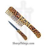 VOC - HWT229H - Comb Knife - Fixed Blade Knife - Stainless Satin Dagger - Plastic - Black|White