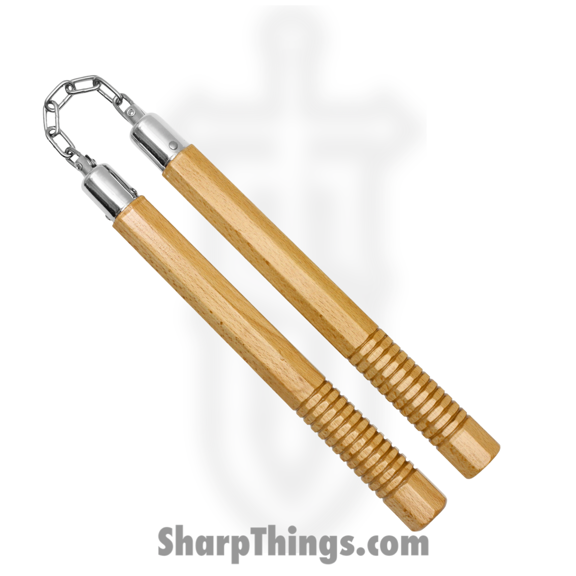 NC290_1.png VOC - NC290 - 12" OCTAGON Nunchaku - Wood - Natural - Image 1