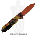 VOC - PF55F - Halo 4 - Assisted Open Knife - Stainless Coated Spear - Aluminum - Orange