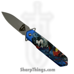 VOC - PF63K - Superman - Assisted Open Knife - Stainless Coated Spear - Aluminum - Red/Blue