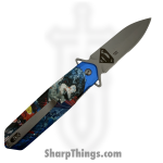VOC - PF63K - Superman - Assisted Open Knife - Stainless Coated Spear - Aluminum - Red/Blue - Image 2