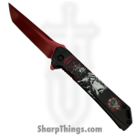 VOC - PF65A - Darth Vader - Assisted Open Knife - Stainless Coated Tanto - Aluminum - Black/Red