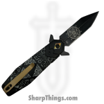 VOC - PF84 - Zelda - Assisted Open Knife - Stainless Coated Spear - Aluminum - Black/Green - Image 2