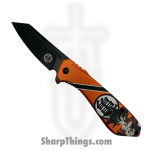 VOC - PF85E - GOKU - Assisted Open Knife - Stainless Coated Reverse Tanto - Aluminum - Orange