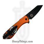 VOC - PF85E - GOKU - Assisted Open Knife - Stainless Coated Reverse Tanto - Aluminum - Orange - Image 2