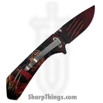 VOC - PF95XL - Freddy Krueger - Assisted Open Knife - Stainless Coated Drop Point - Aluminum - Black/Red - Image 2