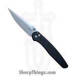 ProTech - PN1101 - Peace Neighbor Designed Avalon Thumb Stud - Folding Knife - CPM MagnaCut Stonewash Drop Point - Aluminum - Black