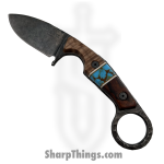 Lex Rex - SQ0581096 - EDC Hodag - Fixed Blade Knife - 80crv2 Blasted Spear Point - Burl Wood Truestone - Brown Turquoise