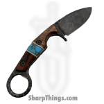 Lex Rex - SQ0581096 - EDC Hodag - Fixed Blade Knife - 80crv2 Blasted Spear Point - Burl Wood Truestone - Brown Turquoise - Image 2