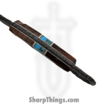 Lex Rex - SQ0581096 - EDC Hodag - Fixed Blade Knife - 80crv2 Blasted Spear Point - Burl Wood Truestone - Brown Turquoise - Image 5
