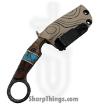 Lex Rex - SQ0581096 - EDC Hodag - Fixed Blade Knife - 80crv2 Blasted Spear Point - Burl Wood Truestone - Brown Turquoise - Image 4