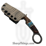 Lex Rex - SQ0581096 - EDC Hodag - Fixed Blade Knife - 80crv2 Blasted Spear Point - Burl Wood Truestone - Brown Turquoise - Image 3