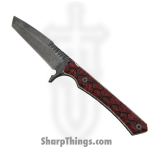 Lex Rex - SQ1715836 - Midsize Shard - Fixed Blade Knife - 80crv2 Blasted Modified Tanto - Micarta - Black Red