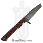 Lex Rex - SQ1715836 - Midsize Shard - Fixed Blade Knife - 80crv2 Blasted Modified Tanto - Micarta - Black Red - Image 2