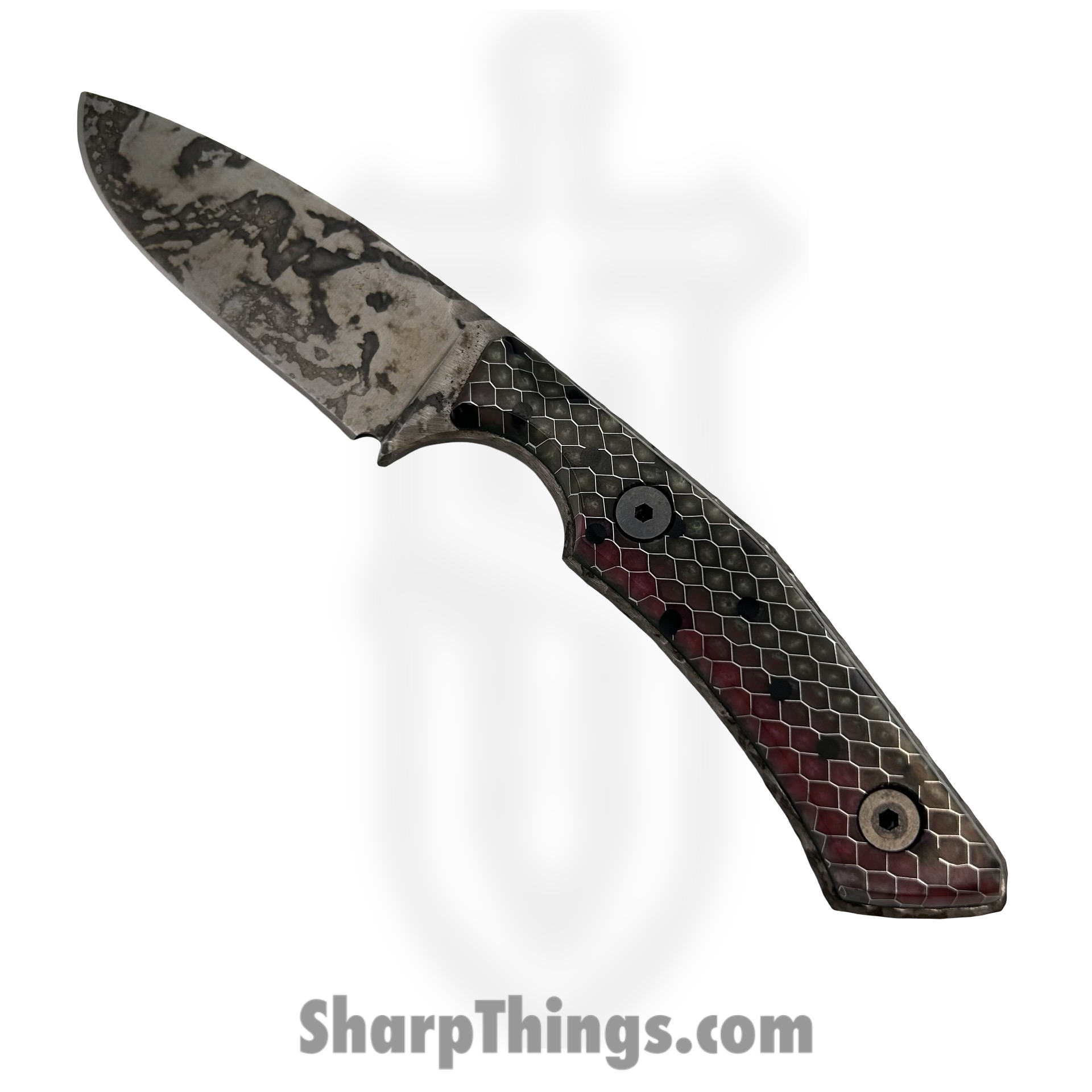 SQ4403086_1.png Lex Rex - SQ4403086 - Midsize Jacobite - Fixed Blade Knife - 80crv2 Acid Wash Drop Point - G10 - Green Red - Image 1