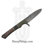 Lex Rex - SQ6600708 - Midsize Shard - Fixed Blade Knife - 80crv2 Blasted Spear Point - Burl Wood|Truestone|Micarta - Brown|Black|OD Green - Image 2