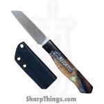Lex Rex - SQ7838383 - Driftless Paring Knife - Fixed Blade Knife - Nitro-V Satin Reverse Tanto - Burl Wood Epoxy Resin - Multi