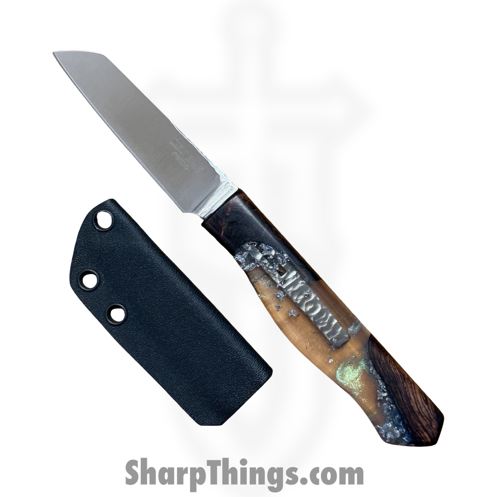 SQ7838373_1.jpg Lex Rex - SQ7838383 - Driftless Paring Knife - Fixed Blade Knife - Nitro-V Satin Reverse Tanto - Burl Wood Epoxy Resin - Multi - Image 1