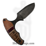 Lex Rex - SQ8145365 - EDC Bearknuckle - Fixed Blade Knife - 80crv2 Blasted Push Dagger - Burl Wood Multi - Brown Red - Image 2