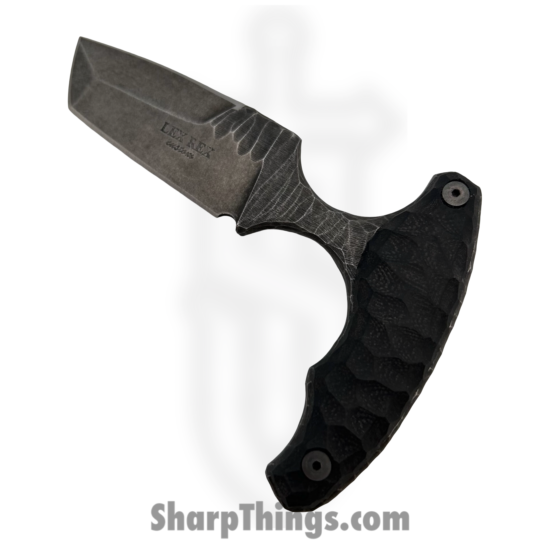 SQ8227540_1.png Lex Rex - SQ8227540 - EDC Bearknuckle - Fixed Blade Knife - 80crv2 Blasted Modified Tanto - Micarta - Black - Image 1
