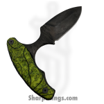 Lex Rex - SQ9705084 - EDC Bearknuckle - Fixed Blade Knife - 80crv2 Blasted Push Dagger - Rubberized G10 - Green Black - Image 2