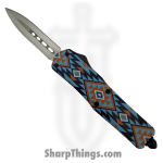 Atomic Knives - WNS-A1M-NTV - Thin Man Native - OTF Auto - D2 Satin Dagger - Aluminum - Black/Red/Blue