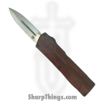 Atomic Knives - WNS-DT01RWD-DP - UltraLite ATOMIC - OTF Auto - D2 Satin Dagger - Aluminum - Woodgrain